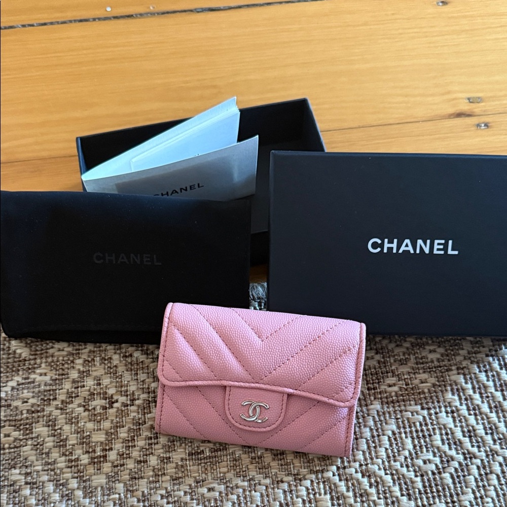 CHANEL Pink Quilted Caviar Leather Mini Wallet with CC Turnlock